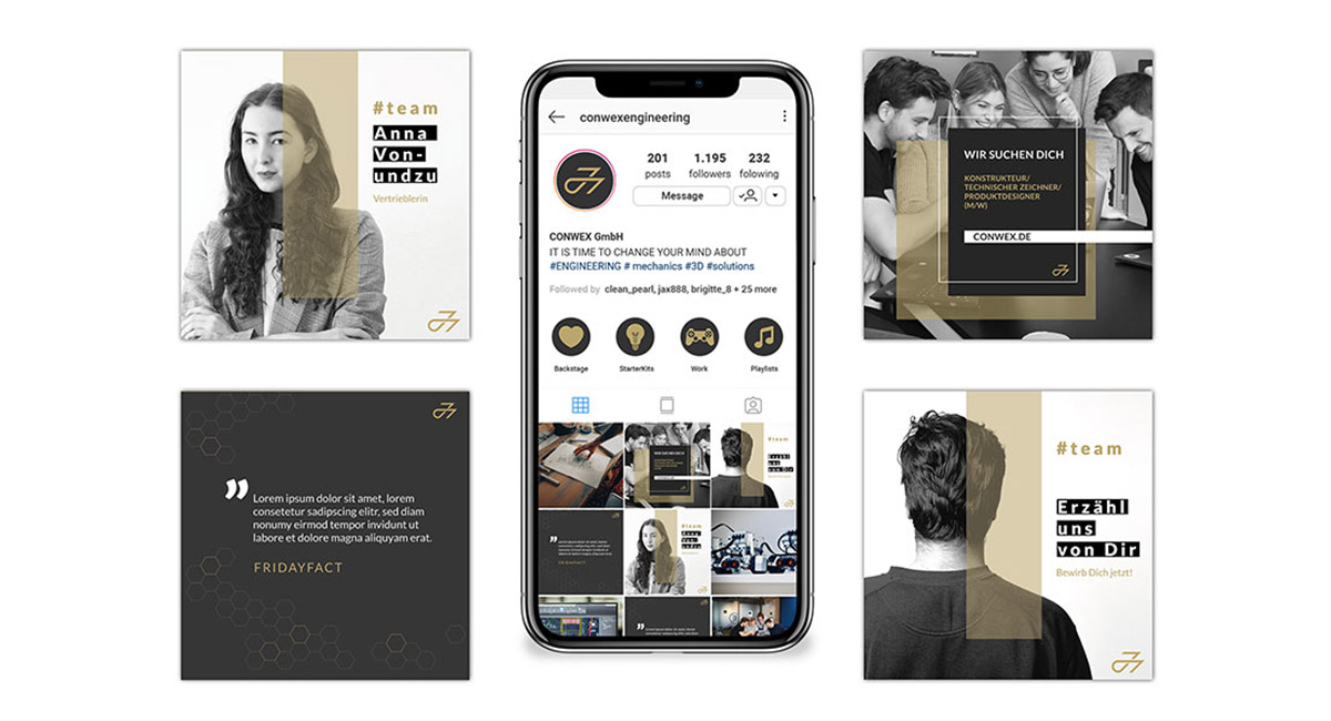 Portfolio Grafikdesign Handy mit Screenshot Instagram